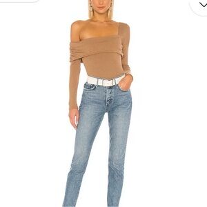 Tan One-Shoulder Top